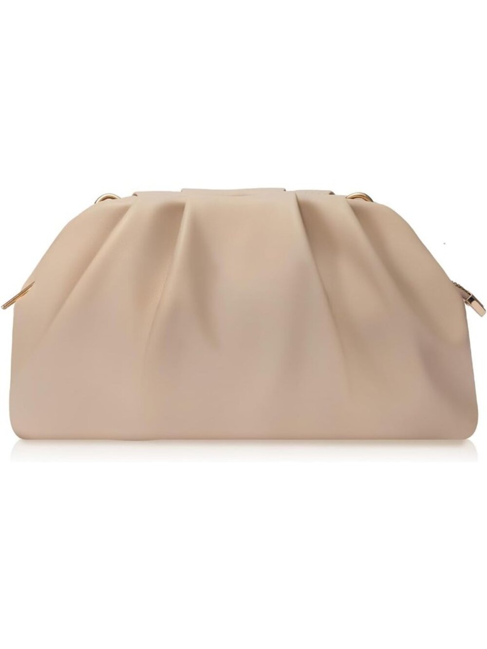 Women's Nude Soft Pleated Pu Clutch Purse Elegant Evening Wedding Bag